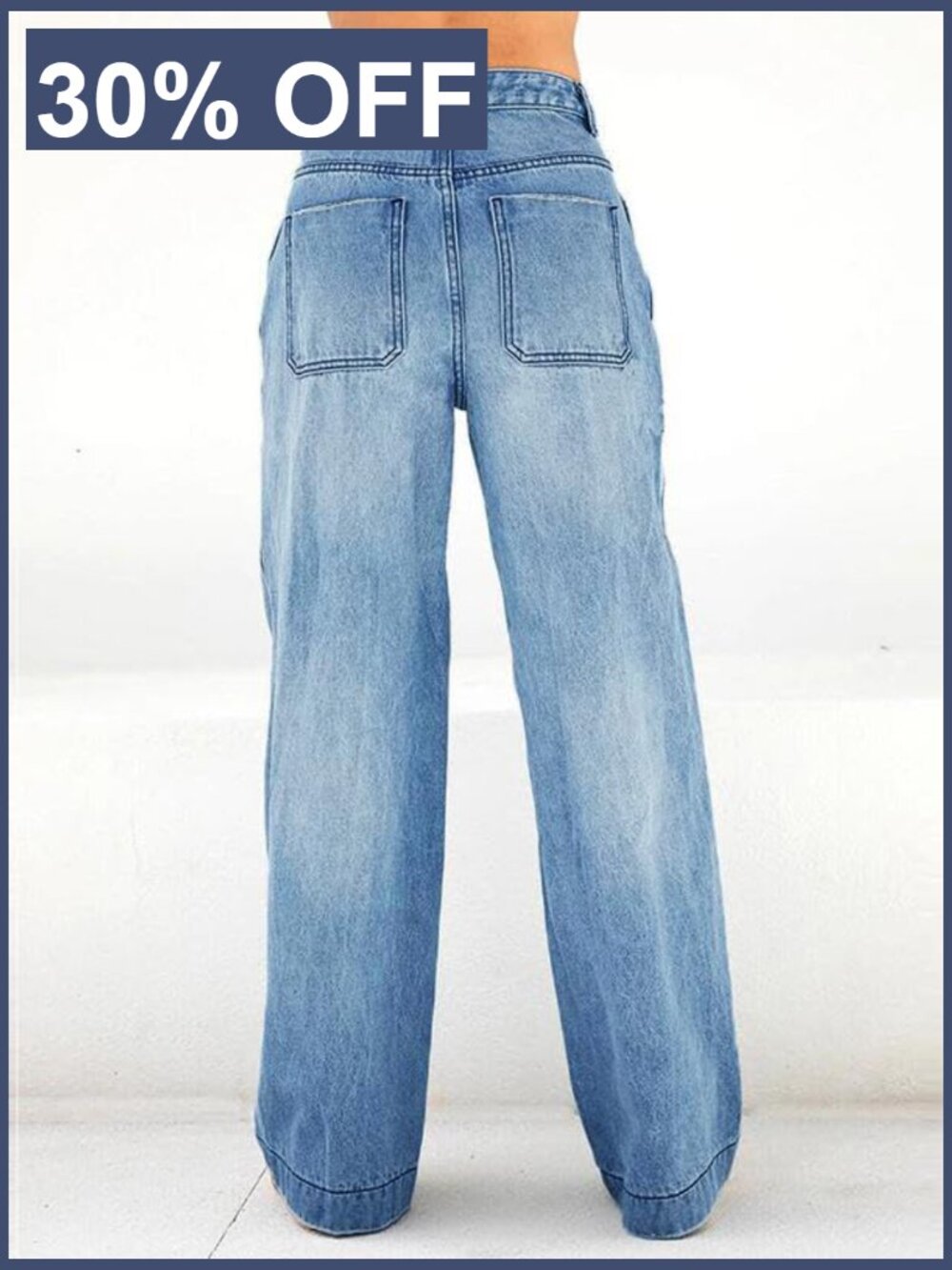 Distressed Wide Leg Jeans - Mid Rise Baggy Y2K Denim Trousers - Picture 4 of 7